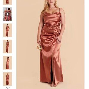 NWT Birdy Grey Lydia Dress Shiny Satin Terracotta Orange Size XL Bridesmaid
